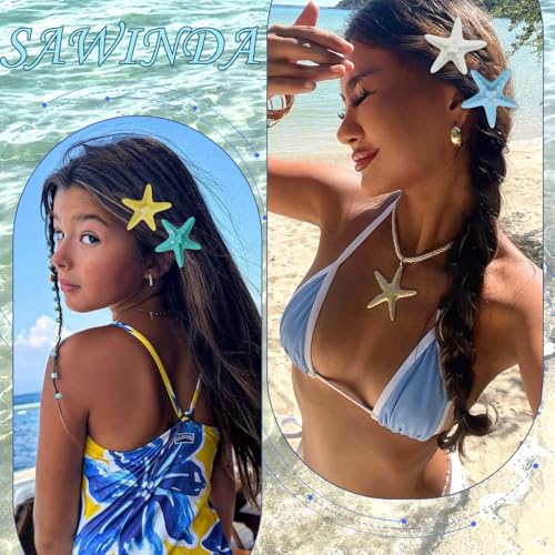 Pinzas para cabello Starfish 6 piezas colores rosa y azul miniatura 7