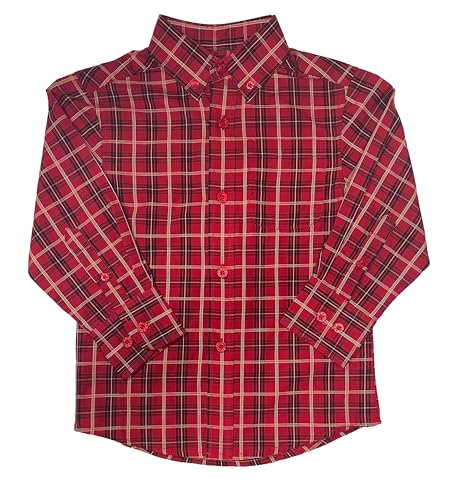 Image of Gioberti Boys Long Sleeve Button Down Plaid Checked Shirt