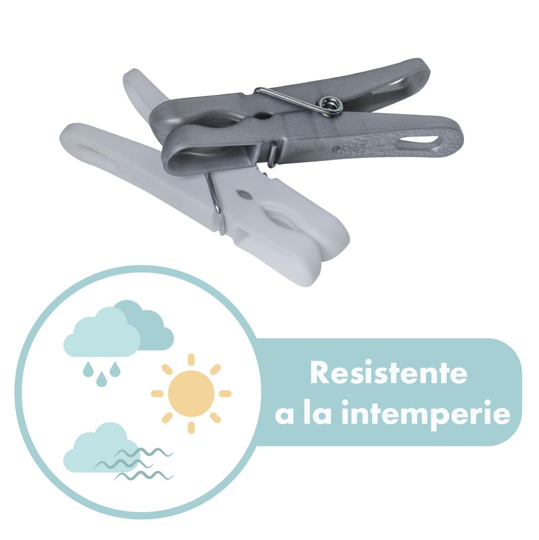 80 Pinzas para Ropa de Plástico – Fabricadas en Francia, 100% Recicladas y Reciclables, Resistentes a los Rayos UV, Protección sin Marcas para la Ropa – Negro, Blanco y Gris