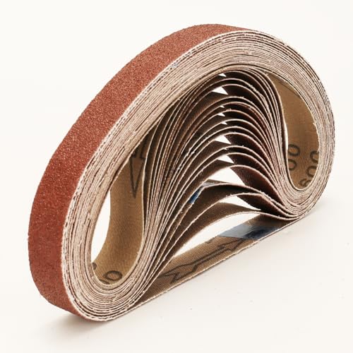 20 Pcs 3/4 x 20.5 Inch Premium Hard Cloth Aluminum Oxide Sanding Belts,4 Pcs Each of 60/100/240/400/600 Grits Sanding Belt for Detailing Bandfile