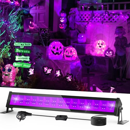 NATPOW 36W UV Bar Schwarzlichtlampe, LED Schwarzlicht mit Stecker, Wasserdicht Schwarzlichtlampe Fluoreszenz Blacklight Partylicht für Halloween Aquarium Bar Neonfarben Disco(1 Pack)