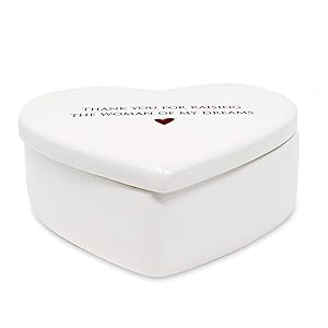 Susabella - Mother of the Bride Gift from Groom, Mom Wedding Gift or Mother's Day Gift from Son In-Law - Thank You for Raising the Woman of My Dreams - Ceramic Keepsake Heart Box