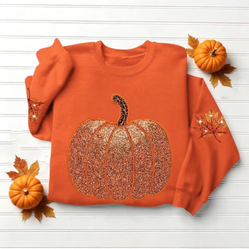 Halloween Sweatshirts for Women Crew Neck Pumpkin Graphic Shirts — view 6