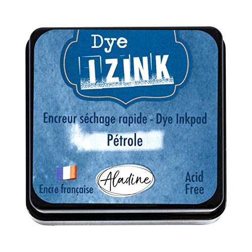 Aladine Izink Dye – Tinta de Secado rápido para Sellos y Plantillas – Álbum de Recortes y Tarjetas Creativas – Tinta Francesa – Tamaño M – 5 x 5 cm – Color Azul petróleo