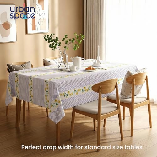 Image of Urban Space Table Cover for Dining 4 Seater, Water, Dust and Stain Resistant Dining Table Cloth for 4 Seater, Anti Skid Cover Cloth for Center Table, Home Decor (Vine Lines Blue- 52 inchx72 inch)