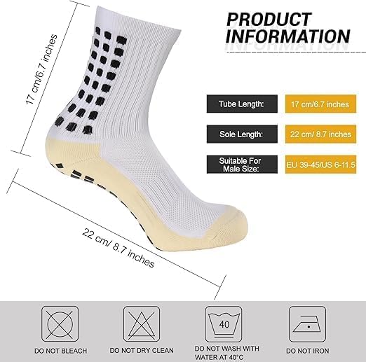 Scribify Hi-Tech Performance Athletic grip Socks for Men & Women | Crew Length, Anti-Slip Rubber Grip socks for footballers, Thick Cushion Sports Socks for Running, Gym, Training pack of 2 pair 3