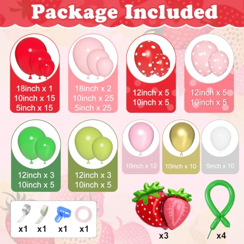 Image of Amandir 162Pcs Strawberry Birthday Party Decorations