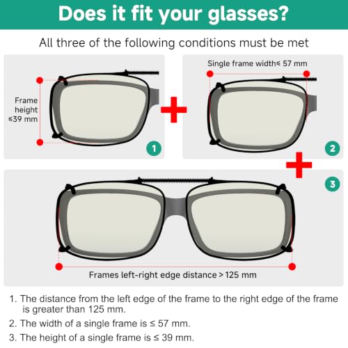 Image of Eyekepper Clip on Sunglasses Over Eyeglasses, 57 * 39MM