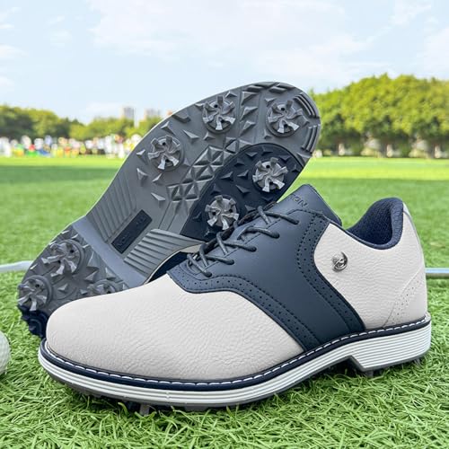 Image of Spikes Golf Shoes Men Professional Golf Shoes Waterproof Walking Footwears for Golfers Outdoor Gym Sneakers