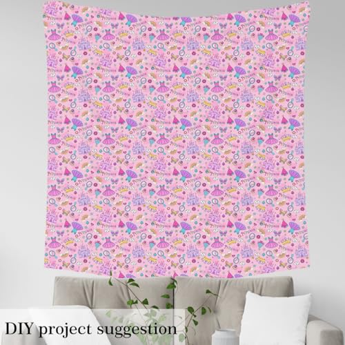 Enchanting Princess Fabric by the Yard – Vibrant Rainbow Upholstery for DIY Projects – Waterproof Crown Castle, Butterfly & Diamond Patterns in Pink and Blue 4 Enchanting Princess Fabric by the Yard – Vibrant Rainbow Upholstery for DIY Projects – Waterproof Crown Castle, Butterfly & Diamond Patterns in Pink and Blue - Image 3