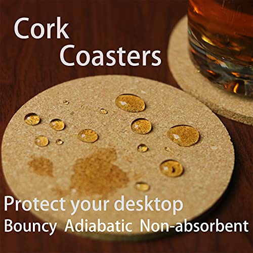 6Pcs Cork Coasters, Tivnhuils 3.9 inch Cork Coaster Desk, Coaster Set for Cup and Plant