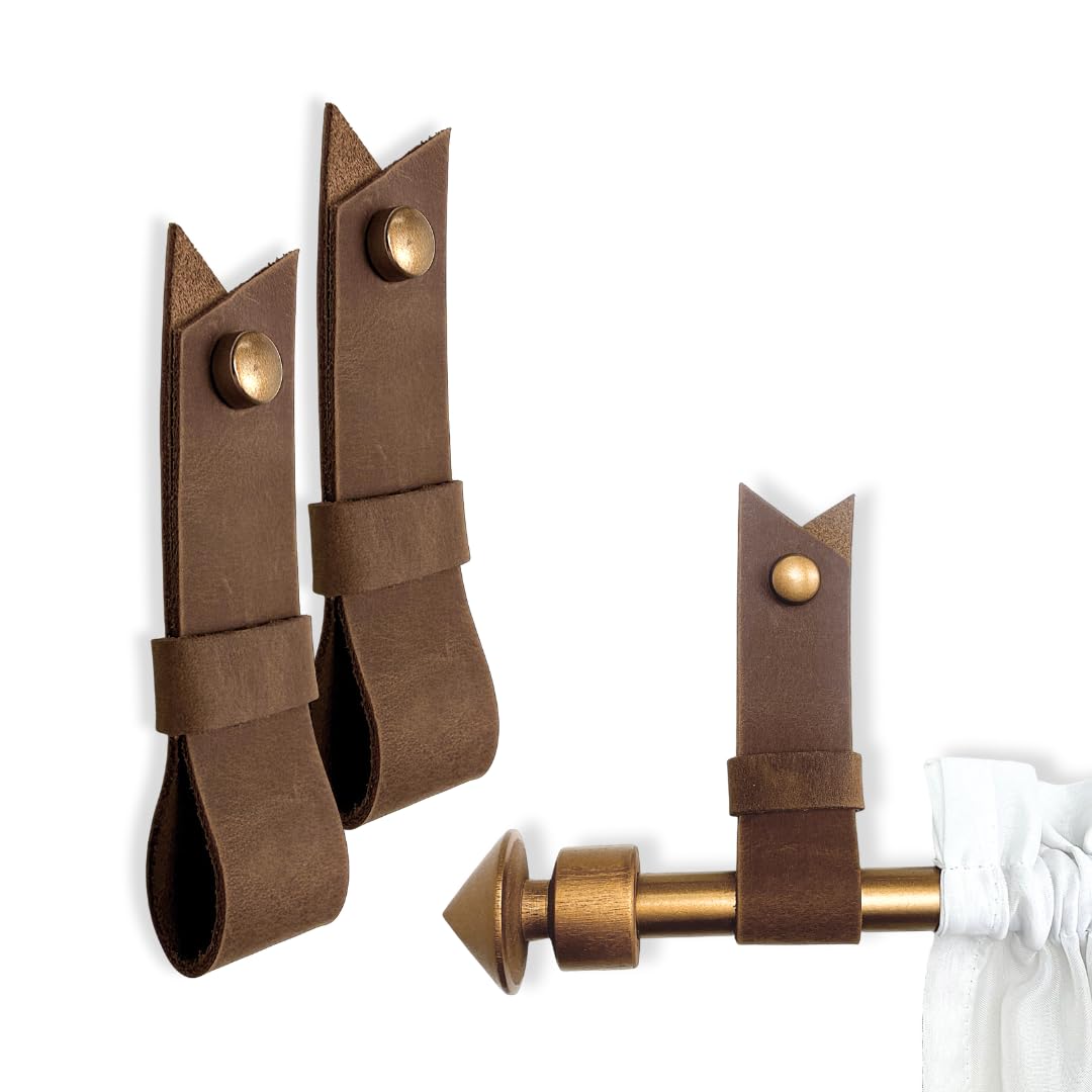 Leather Curtain Rod Brackets - Minimalist Design -24 Leather Curtain Rod Brackets - Minimalist Design -24