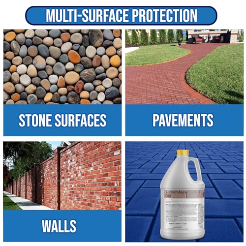 Image of DeckGeneral Masonry Sealer 5801 - Clear Concrete Sealant & Waterproof Sealer for Stone, Brick & Mortar - Silane Siloxane Coating for Driveways, Sidewalks, Patios & More (1 Gallon)
