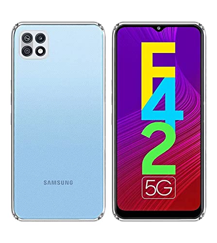 Image of Soft Flexible Silicone Back Cover Compatible with Samsung Galaxy F42 5G / A22 5G, Transparent Case + Screen Guard