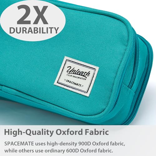 Image of SPACEMATE Pencil Case Pouch Box Bag School Supplies Girls Boys Kids, Cute Preppy Stuff Big Capacity Aesthetic Pen Organizer, Back to College Stationary, Teal, Extra Large Style, 2300ml