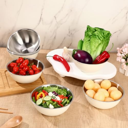 Juego de 12 tazones mezladores de acero inoxidable 1.3qt miniatura 6