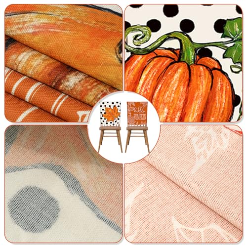 Jarthenaamcs J1927 4Pcs Fall Chair Covers Pumpkin Maple Leaf Dot Dining Chair Slipcovers Removable Seat Protector Covers thumb #2