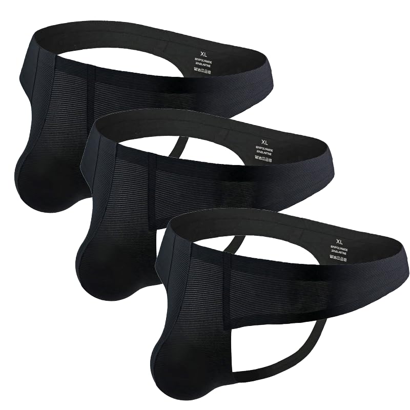 Men's Sexy Jockstrap Thong Underwear Athletic Supporters Pouch T-Back Panties Low Rise G-String Ice Silk Briefs