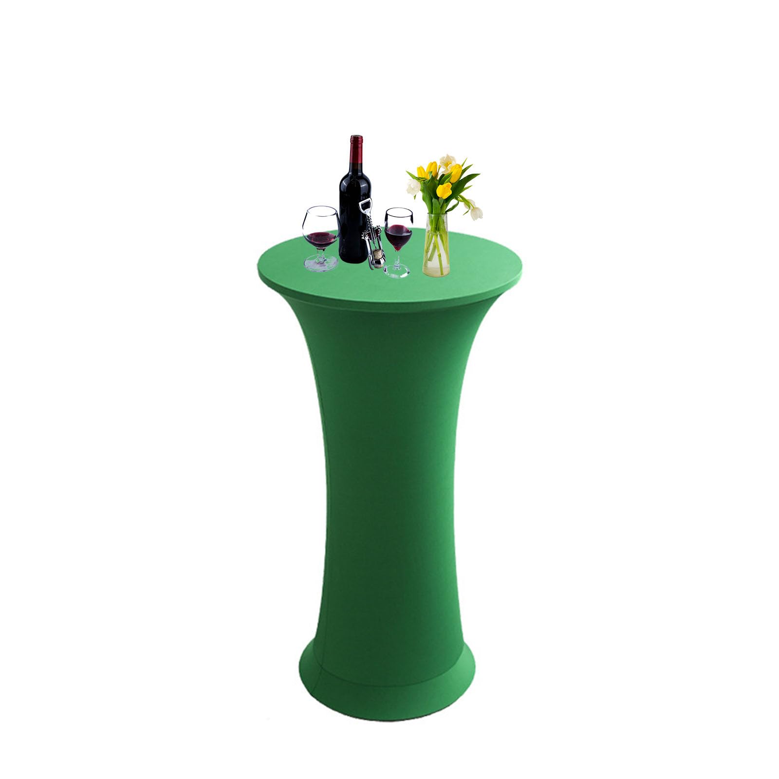 Highdi Spandex Cocktail Table Covers, Stretch Poseur Table Covers for Parties Round Fitted Cocktail Tablecloth for Wedding, Party, Birthday, Home & Event Decoration (60cm,Green)