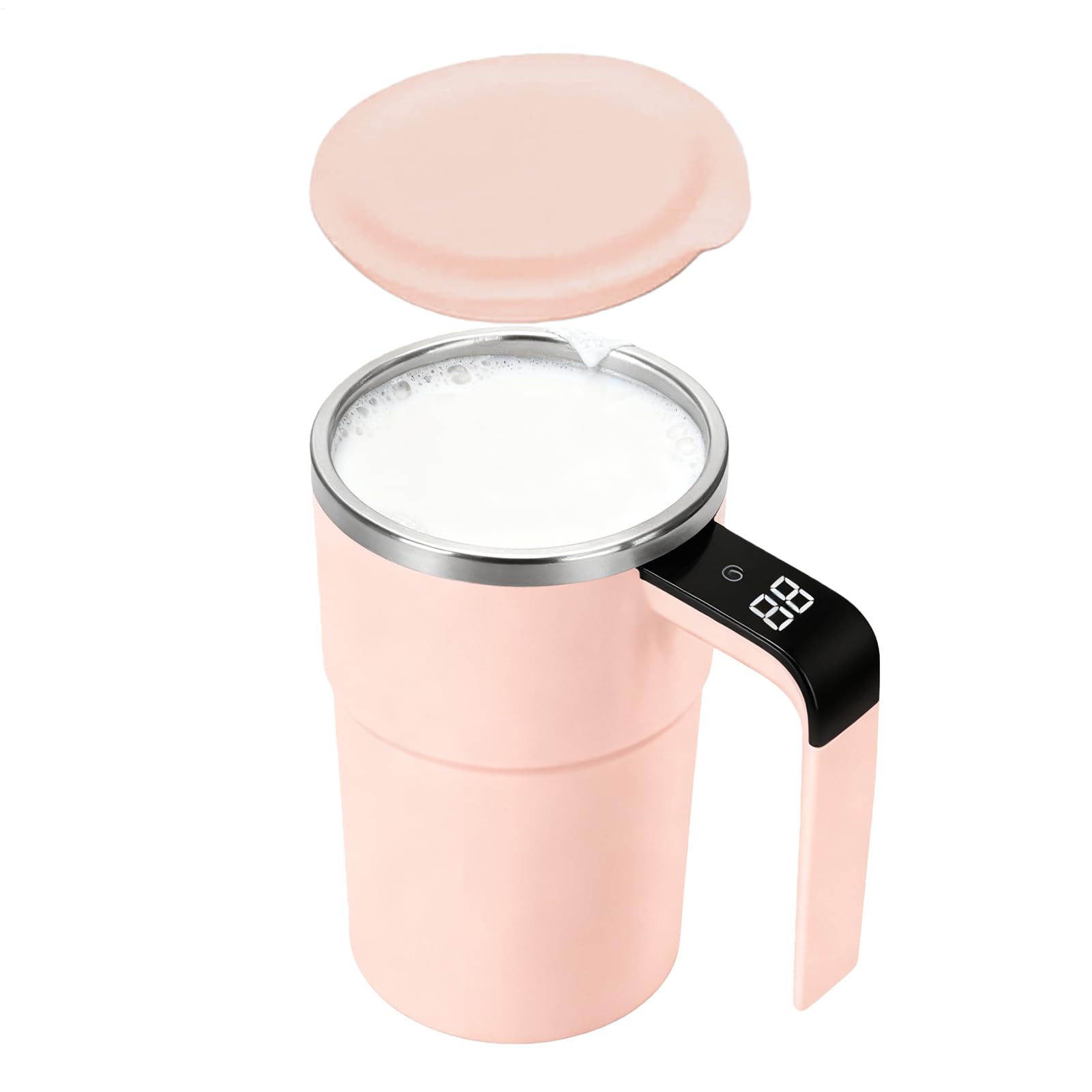 qokeeu Upgrade Self Stirring Mug with Temperature Display, Rechargeable Auto Magnetic Mug, 380ML Automatic Magnetic Stirring Coffee Cup Self Mixing Coffee Cup Rotating for Coffe Milk