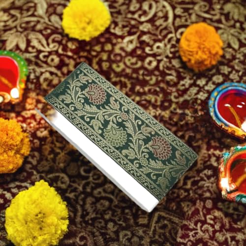 Image of Brocade Ethnic Work 9 Meter Laces and Borders Material for Dresses, Sarees, Lehenga, Suits, Blouses, Dupatta, chunri and Crafts (Dark Green)