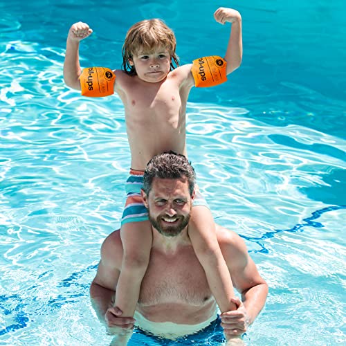 Image of Inflatable Arm Floaties for Toddlers, Blow up Water Wings for Kids, Orange Swimming Arm Bands Floatation for Children and Adults 30-150LBS