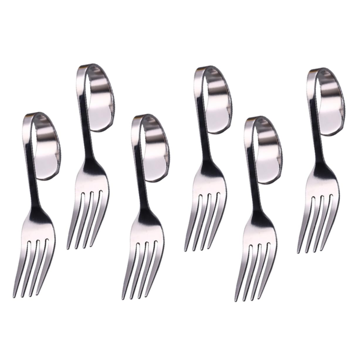 Unomor Set of 6 Curved Handle Forks Black Stainless Steel Salad Dessert Cake Fruit Forks for Dining and Catering