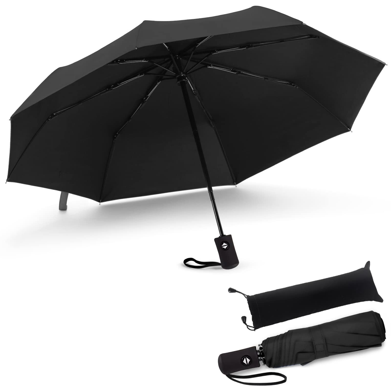 JIGUOORFolding Umbrella Windproof Compact Travel, Auto Open/Close Large Rain Umbrellas, UV Protection Umbrella for Women Men