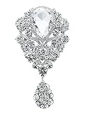  Unbekannt Große Vintage Wunderschöne Braut Strass Kristall Brosche mit Anhänger Silber