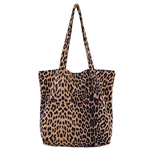 Leopard Shoulder Tote with Zipper