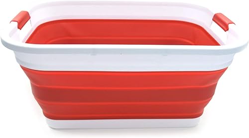 SAMMART Canasta plegable de plástico para la ropa sucia, recipiente de almacenamiento plegableorganizador, ahorro de espacio, rectangular SAMMART Canasta plegable de plástico para la ropa sucia, recipiente de almacenamiento plegableorganizador, ahorro de espacio, rectangular