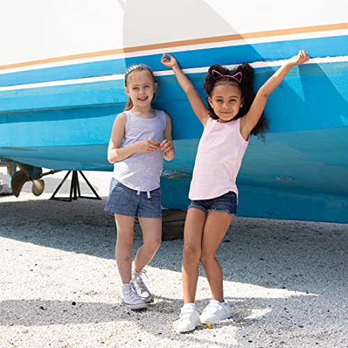 Image of Brix Girls 4-Pack Tank Tops - Jersey Cotton Comfort Soft Sleeveless Tunic Tees.