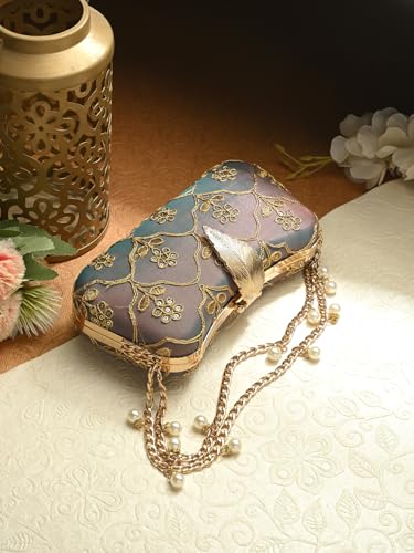 Image of TOOBA Handicraft Clutch Purse For Women with Sleek Design Embroidered Clutch| Trendy Stylish Bridal, Party, Wedding Sling Bag