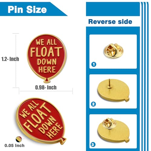 Image of 6 /12 /50 /100Pack Red Balloon inchWe All Float Down Here inch Enamel Lapel Pins Bulk - Metal Horror Lapel Badge Brooch Pin