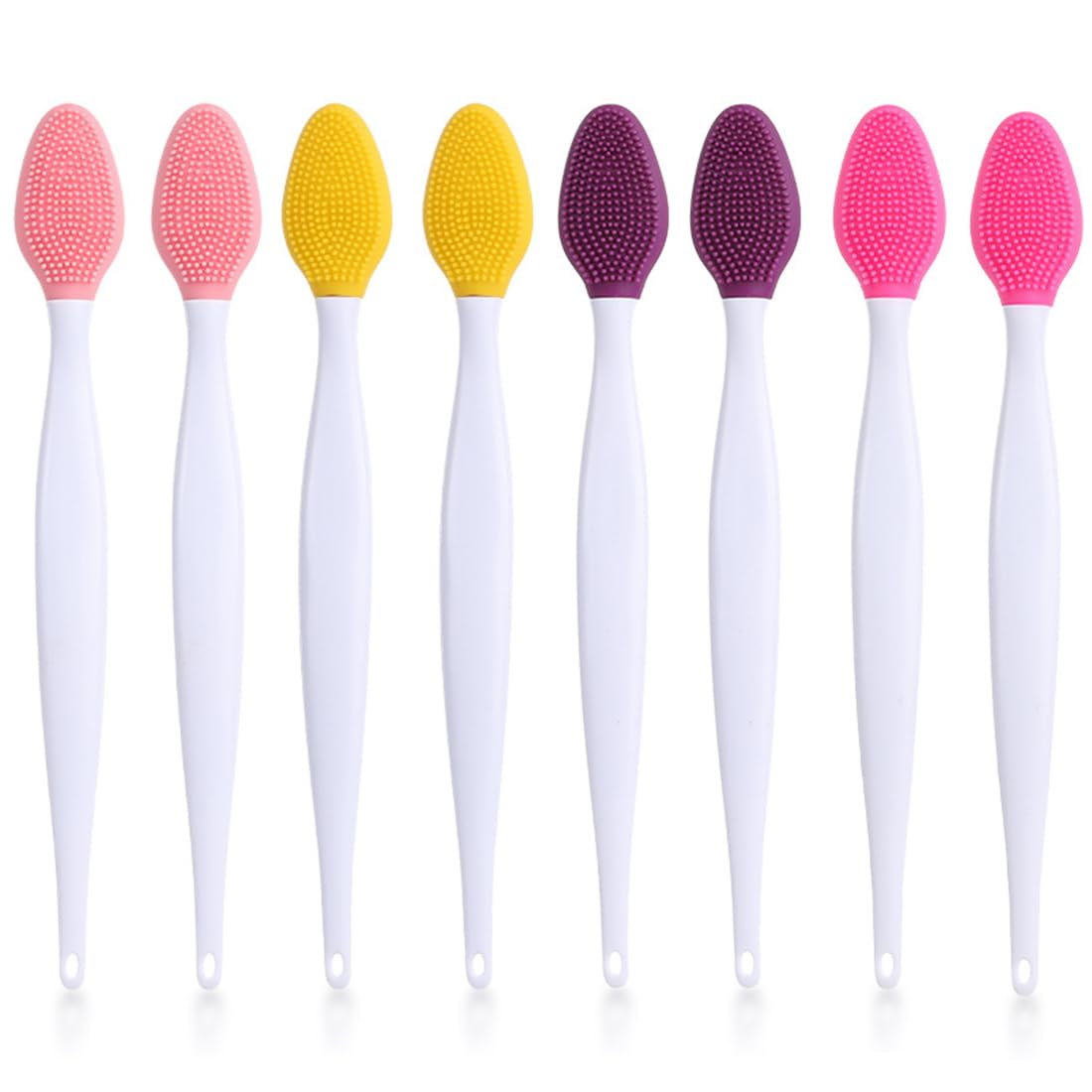 8 pcs pinceau à lèvres, Brosse exfoliante pour les lèvres, outil d'exfoliation en silicone double face, mini-pinceau nettoyant pour les lèvres pour hommes et femmes, aspect plus lisse