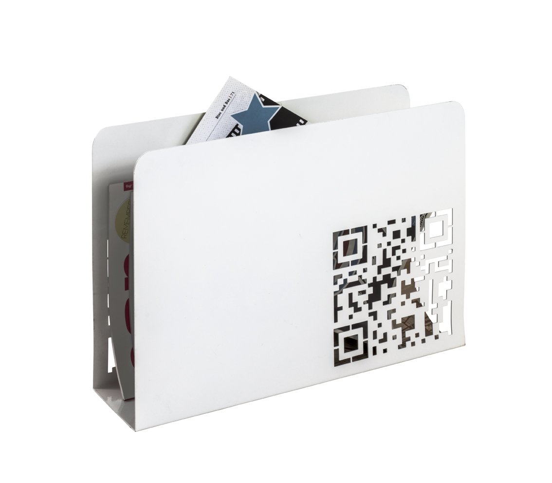 HAKU Möbel Magazine Rack White, Metal - Size: W 35 cm X H 26 cm X D 10 cm, Style: Modern