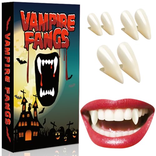 Halloween Denti Vampiro Adulto Bambino: Canini da Vampiro Dentiera Vampiro Halloween Trucco Vampiro Accessori Costume Cosplay Donna Zanne Vampiro Denti Finti Vampiro Realistici, Vampire Teeth Fangs
