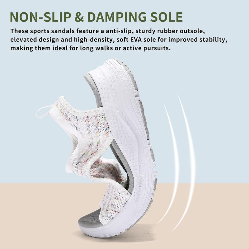 Maxome Sandalias ortopédicas para caminar para mujer, con soporte de arco, zapatos de verano para mujer, plataforma de gradación de cuña, informales, cómodas, lavables, zapatos de playa