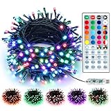 Brizled Color Changing Christmas Lights, 33ft 100 LED Pastel Easter Light String with Remote, Dimmable RGB Lights, USB Indoor Decorative Lighting for Party Easter Xmas Tree Wreath Year-Round Holiday