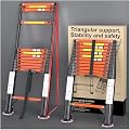 Telescoping Ladder, 12.5 FT Aluminum Extendable Ladder, 330 Lbs Capacity, Collapsible Folding Ladder for House, Roof, RV & Travel Trailer (Black+Orange)