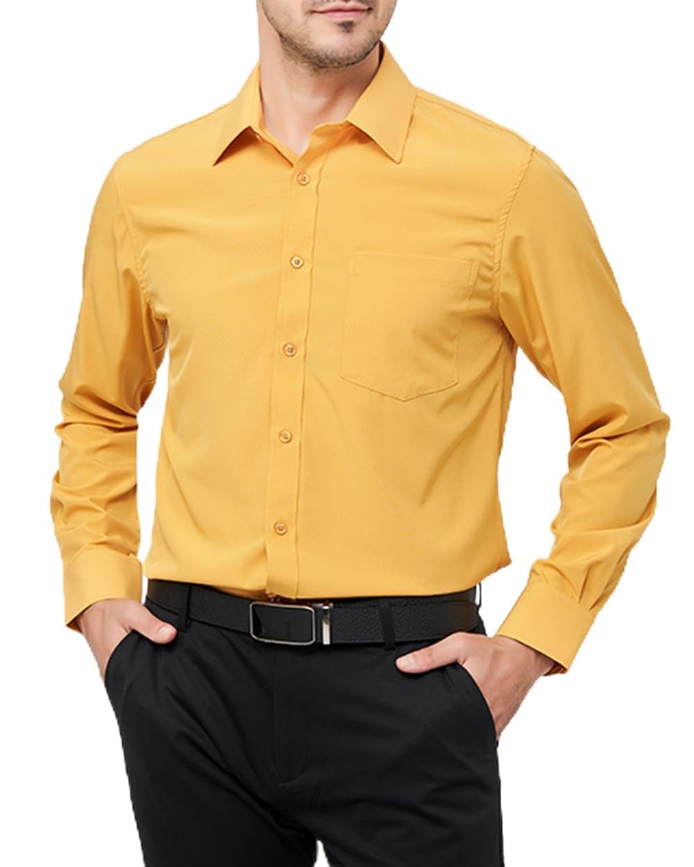 EFIZURA Men's Long Sleeve Dress Shirts Regular Fit and Wrinkle Free Stretch Buttown Down Shirt with Pocket