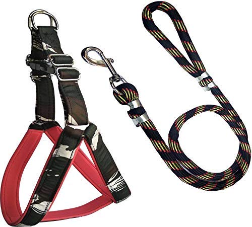 D&C Paws Belt Combo of Green Military Padded Dog Body Harness with Black Lead 1.5m Lengthy & T-22mm Dog Harness & Leash (Large, Multi-Colors) (B08ZVP2DV9) Amazon Price History, Amazon Price Tracker