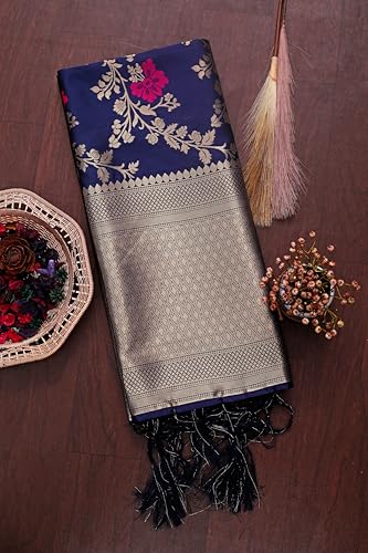 Image of DEVANGI Women's Woven Jacquard Banarasi Silk Printed Dupatta /Chunni with Meena Work, Width 1 Meter, Length 2.5 Meter