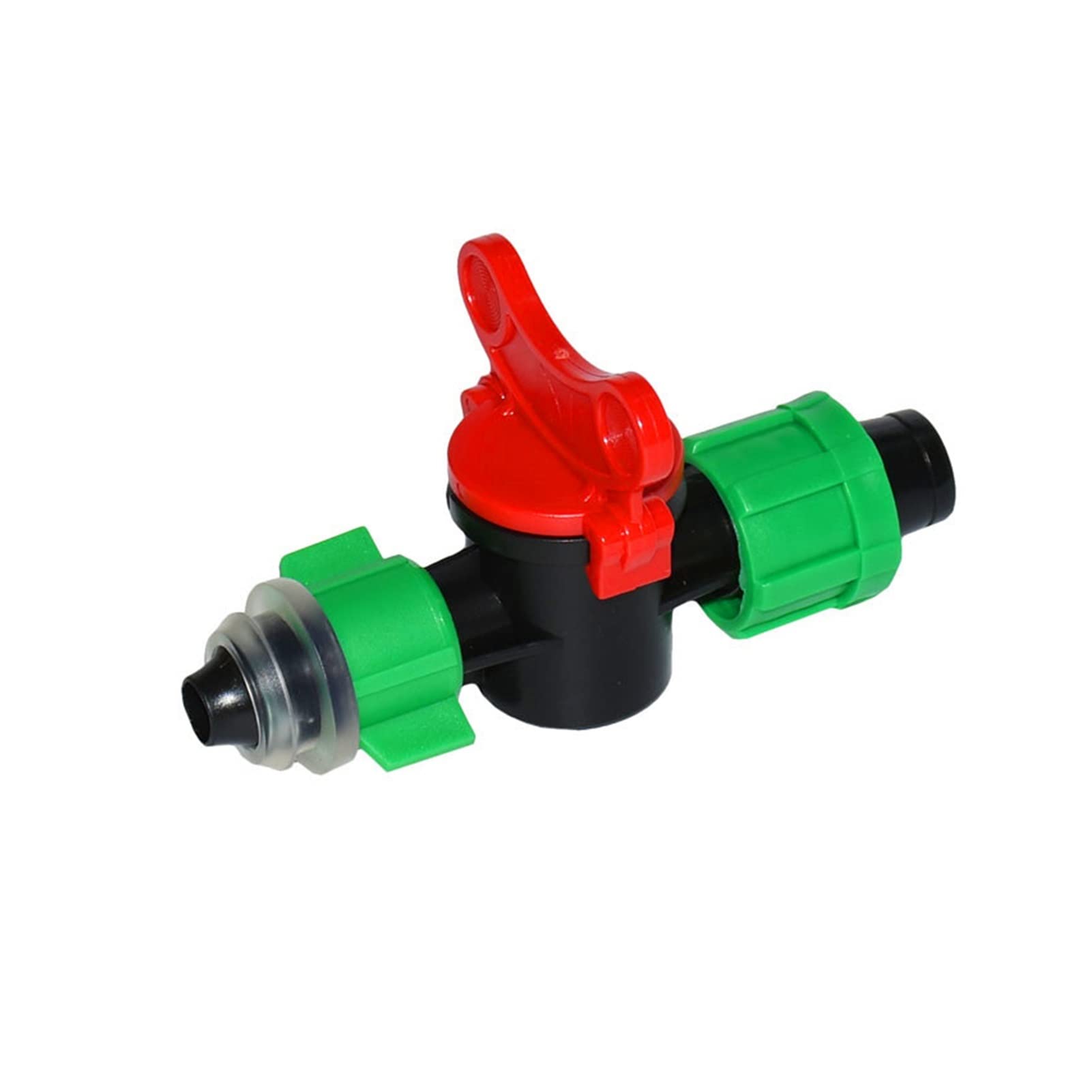 Conexión de agua de pulverización Cinturón de riego por goteo Válvula de riego Válvula de riego Válvula de agua Garden Grifo PE PVC Tornillo de conector de dos vías de púas 10pcs