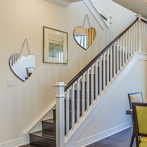 Qmdecor Heart Shaped Mirror With Iron Chain For Wall Decor 12X12 Inch 2 Pack Wall Hang Real Glass Frameless Decorative Accent Mirror Glam Mirror #TOP3