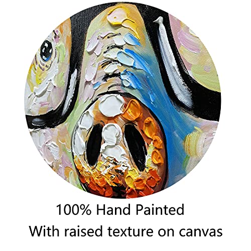 Muzagroo Art Hand Painted Cute Pig With Glasses Canvas Oil Paintings For Living Room Modern Art For Wall Decor Home Animals Canvas Wall Art For Bathroom thumb #5