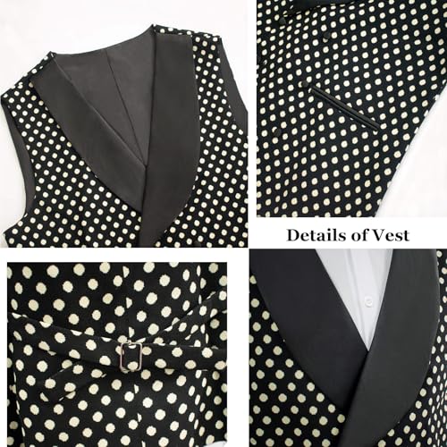 Mens 3-Piece Suit Polka Dot Suits Fabric Slim Fit Premium Night Dinner Party Jacket Vest Pants Set for Prom4
