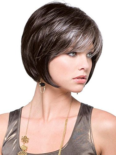 Audrey Wig Color Sandy Silver - Rene of Paris Wigs Short 6" Layered Bob Angled Sides Synthetic Average Cap