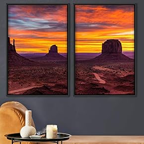 signwin 2 Piece Framed Canvas Wall Art Sunset...