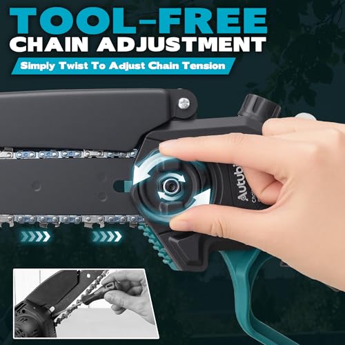 Image of 2-in-1 Cordless Pole Saw & 8'' Mini Chainsaw with Extension Pole for Tree Trimming (Cyan Blue-8inch4.0Ah)